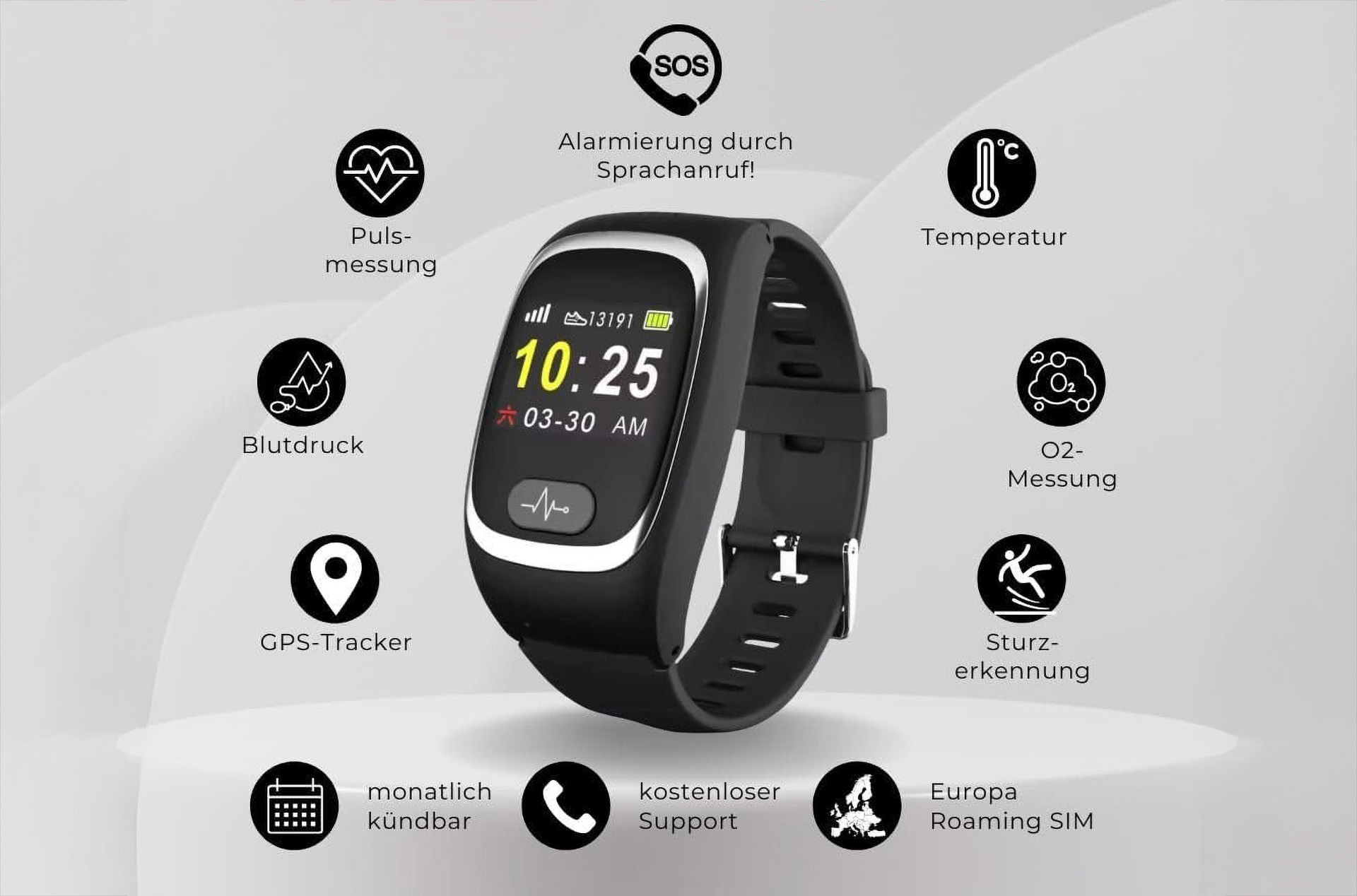 Features der Notfalluhr